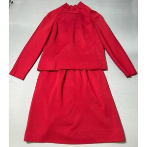 1960s Joan Leslie by Kasper Wool Dress &‎ Top Set Red ILGWU Union Made 14/1